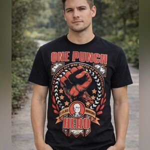 One Punch Man C-Class Hero Fist Saitama Anime Shirt Adult Small